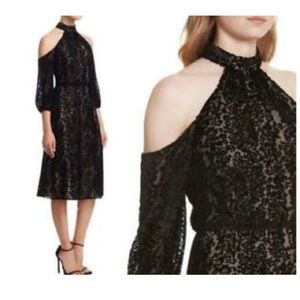 Alice and Olivia Ruthann Cold shoulder velvet dress